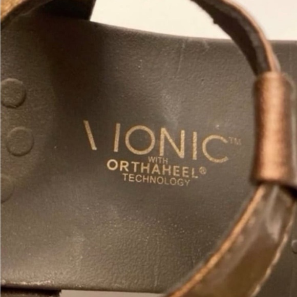 Vionic by Orthaheel Adriane Bronze T-Strap Sandals - Picture 6 of 7